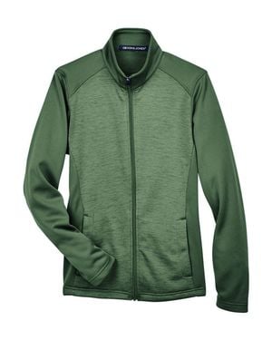 Devon & Jones Newbury Colorblock Mlange Fleece Full-Zip Jacket - Green