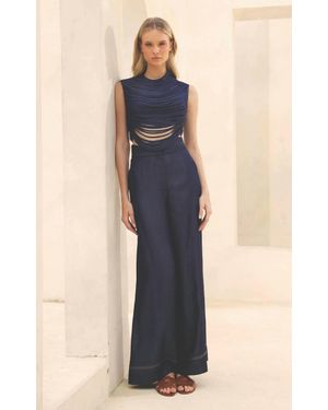 ANDRES OTALORA Atenas High Waisted Trouser Pant - Blue