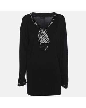 Basler Jersey Drawstring Neck Tie Sweatshirt - Black