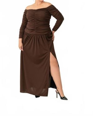 Tanya Taylor Marla Off-Shoulder Maxi Dress - Brown