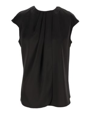 Emporio Armani Polyester Pleated Concealed Zip Top - Black