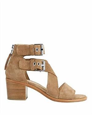 Rag & Bone Madrid Suede Stacked Heel Sandals - Natural