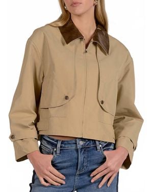 Elan Cropped Trench Coat - Blue