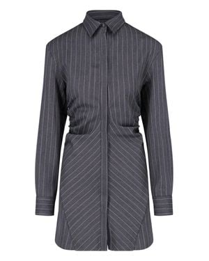 Dondup Pinstripe Mini Shirt Dress - Gray
