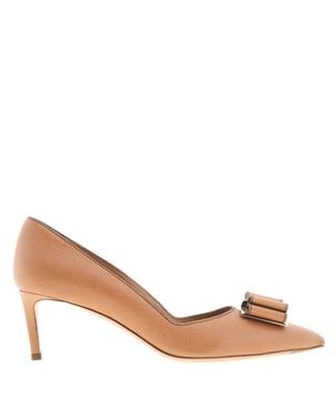 Ferragamo Ferragamo Zaia Bow Leather Pumps, Size 7 C - Brown