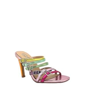 Exe' Victoria Strap Crystal Buckle Heels - Pink