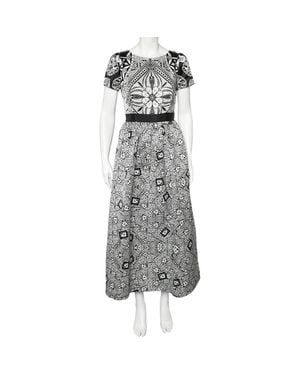 Roberto Cavalli Class Cavalli Monochrome Printed Sateen Maxi Dress - Gray