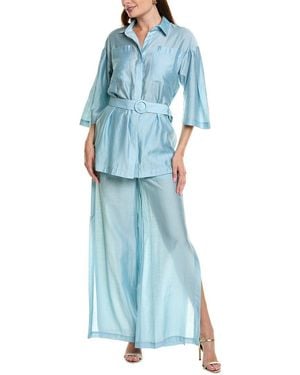 BGL 2Pc Blouse & Pant Set - Blue