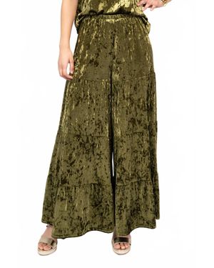 Ivy Jane Tiered Velvet Pant - Green