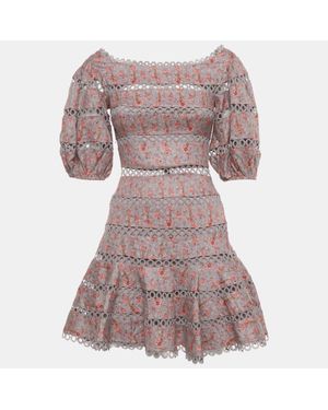 Zimmermann Mauve Floral Print Linen Juniper Mini Dress - Purple