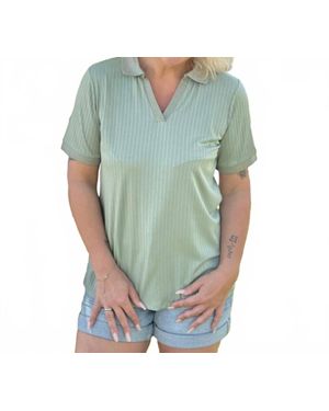 Southern Grace Jennifer Collared Top - Green