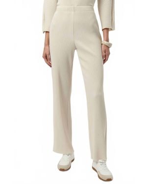 Joseph Ribkoff Pleated Scuba Crepe Wide Leg Pants - Natural