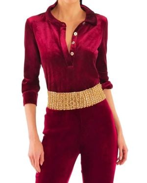 Gretchen Scott Pop Over Silky Velvet Top - Red