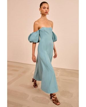 Ulla Johnson Nina Off The Shoulder Midi Dress - Blue