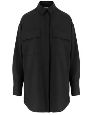 Ql2 Stretch Wool-Blend Shirt With Classic Collar - Black