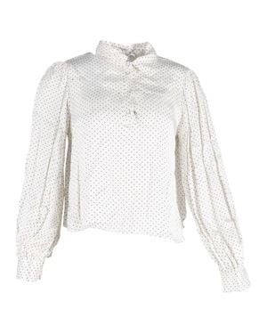 Ganni Cameron Polka Dot Print Long Sleeve Blouse - White