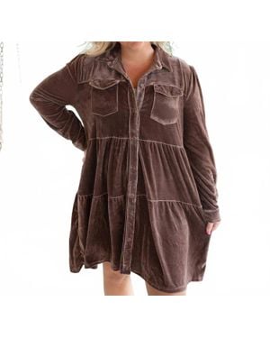 Umgee Velvet Mini Dress - Brown