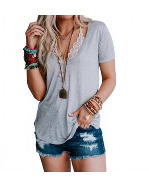 Three Bird Nest Scoop Neck Bralette Tee - Blue