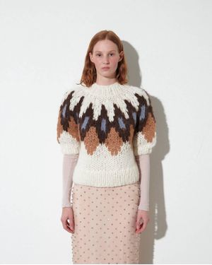 Maiami Alpaca Mix Jaquard Pullover - Pink