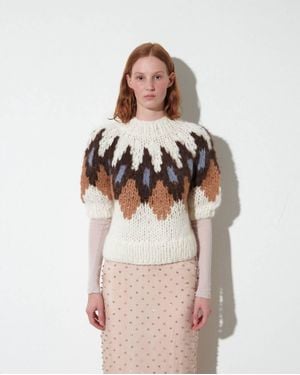 Maiami Alpaca Mix Jaquard Pullover - Pink