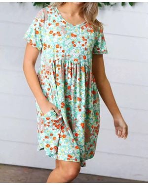 Haptics Floral Babydoll Fit And Flare Dress - Blue
