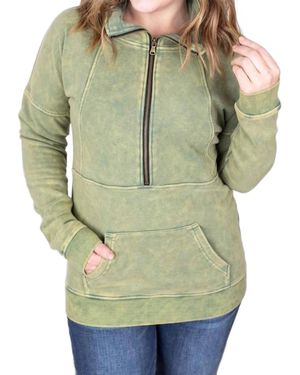 Michelle Mae Vintage Wash Half-Zips - Green