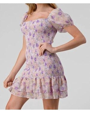Lovesome Puff Sleeve Mini Dress - Purple