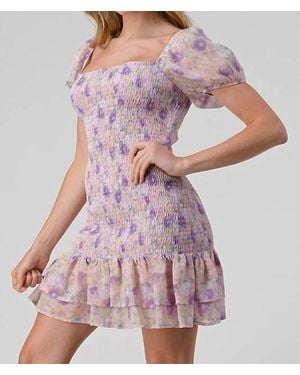 Lovesome Puff Sleeve Mini Dress - Purple