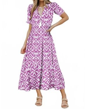 Dear Lover V-Neck Geometric Print Maxi Dress - Purple