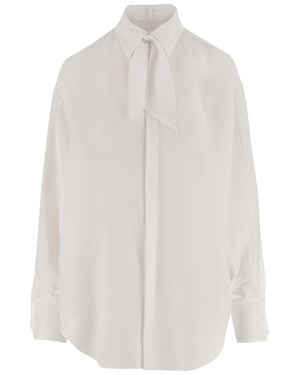 Sa Su Phi Silk Blouse With Bow Collar - White