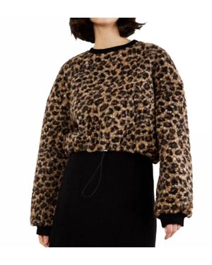 Apricot Leopard Boucle Tie Top - Brown
