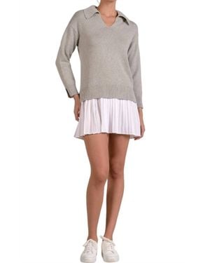 Elan Long Sleeve Sweater Dress - Gray