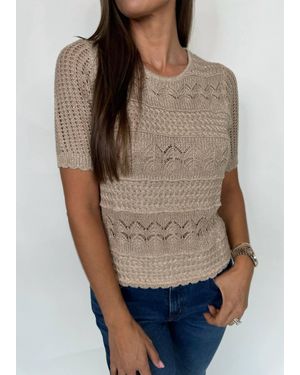 Kld. Signature Lurex Knit Top - Natural