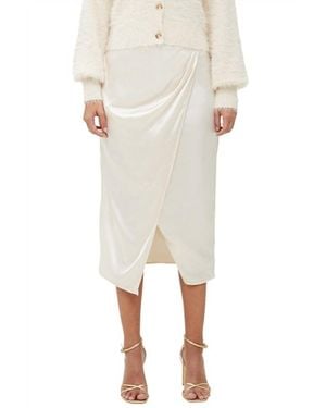 French Connection Inu Satin Midi Wrap Skirt - Natural