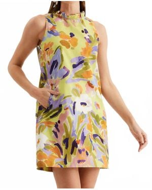 tyler boe Ella Chartruse Print Dress - Yellow