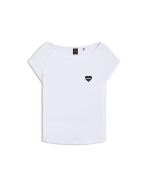 BOSS Stretch-Cotton Slim-Fit T-Shirt With Artwork - White