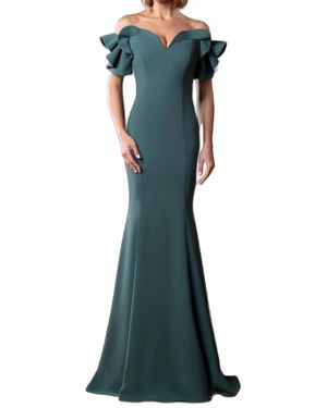 Daymor Off-Shoulder Ruffle Sleeved Dress - Blue