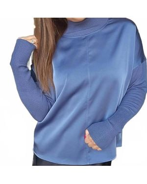 Charlie b Satin Knit Combo Top - Blue