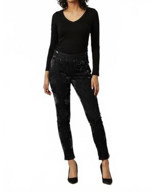 Joseph Ribkoff Flocked Velvet Floral Print Jeans - Black