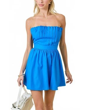 How Very Loved Ilianna Pleated Strapless Mini Dress - Blue