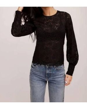 Fifteen Twenty Ina Stretch Lace Long Sleeve Top - Black