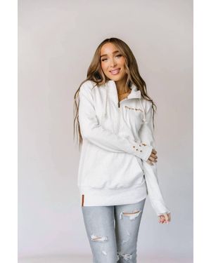 Ampersand Ave Halfzip Hoodie - White