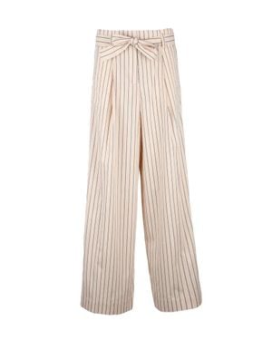 Roberto Collina High-Waisted Pinstripe Palazzo Pants - White