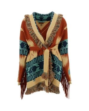 Alanui Golden Dusk Fringed Knit Cardigan - Brown