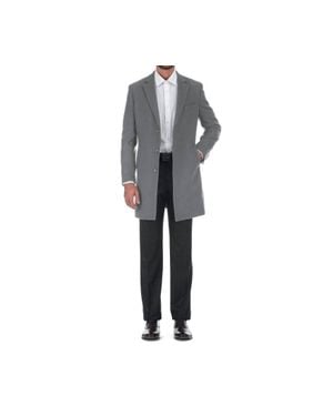 English Laundry Wool Blend Slim Fit Single Breasted Top Coat - Gray