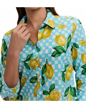 Foxcroft Hampton 3/4 Sleeve Shirt - Blue