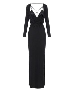 パーティードレス Elisabetta Franchi Draped Evening Dress With 3D Flower Elisabetta Franchi Draped Evening Dress With 3D Flower