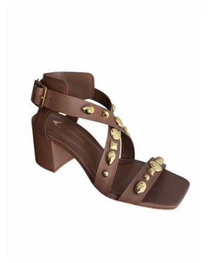 Carrano Studded Ankle Strap Heel Sandal - Brown