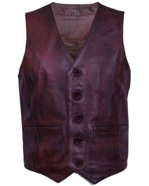 Infinity Leather Tan Waistcoat - Purple
