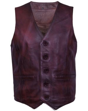 Infinity Leather Tan Waistcoat - Purple
